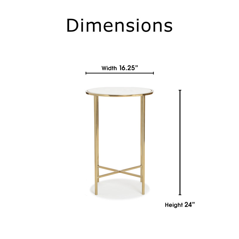 Elliott Round White Marble and Gold Metal Side Table