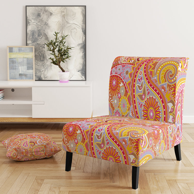 Motif inspiré des éléments traditionnels asiatiques - Fauteuil de chambre rembourré Mid-Century