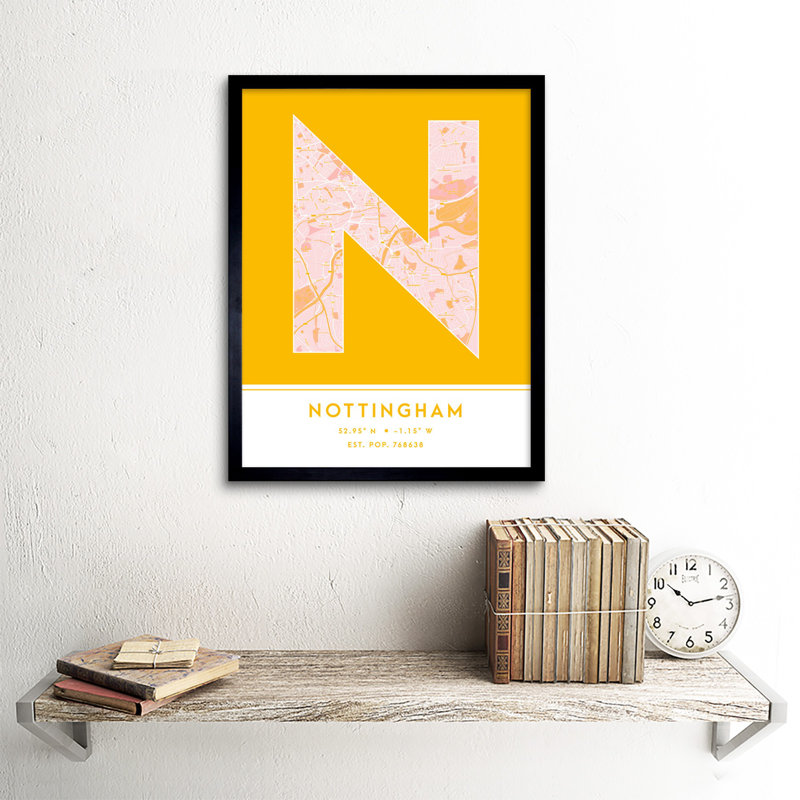 Nottingham England United Kingdom City - Single Picture Frame Typography