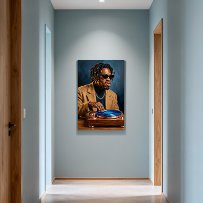 Fashion Man With Dreads Playing Vinyl Record