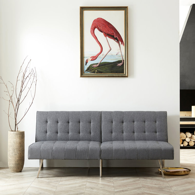 Dacy Twin 68.5'' Upholstered Convertible Sofa, Gray 100% Linen