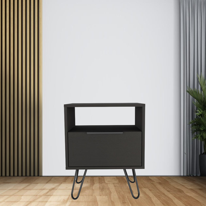 Jacara metal bedside table, Noir