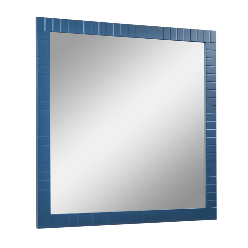 Miroir mural Kamien, 40 po x 40 po, Bleu mat