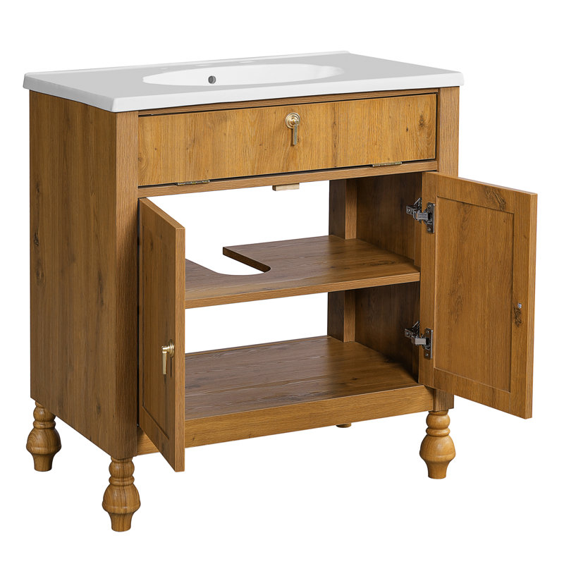 Meuble-lavabo 30 po en noyer: Résine coquillage