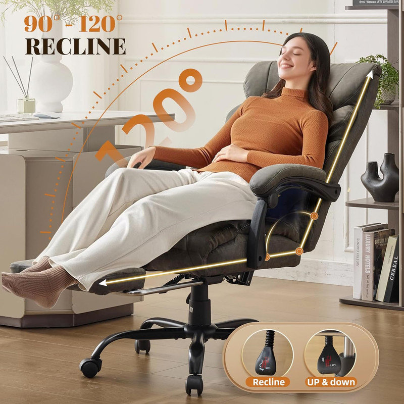 Big & Tall Office Chair 500LBS Capacity, Ergonomic Gaming Chair with Footrest for Adults, Gray