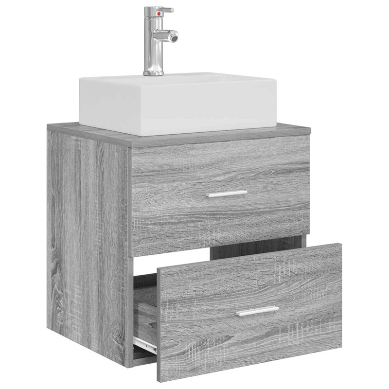 Single Bathroom Vanity with Ceramic Basin, Grey Sonoma