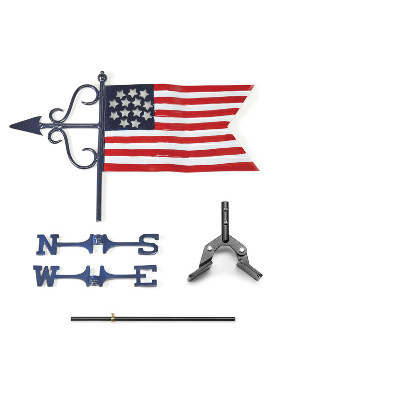 Amercan Flag Weathervane Wth Roof Mount Pure Copper By - Etsy