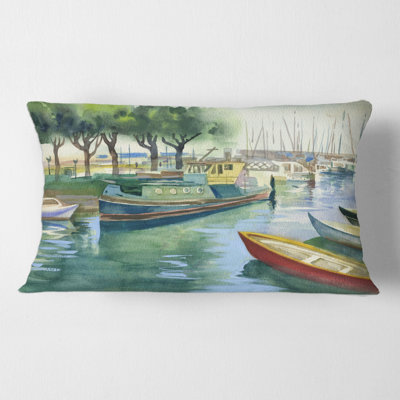 Boats in Green Spring Rectangular Pillow Cover & Insert -  Design Art, CU36769-12-20