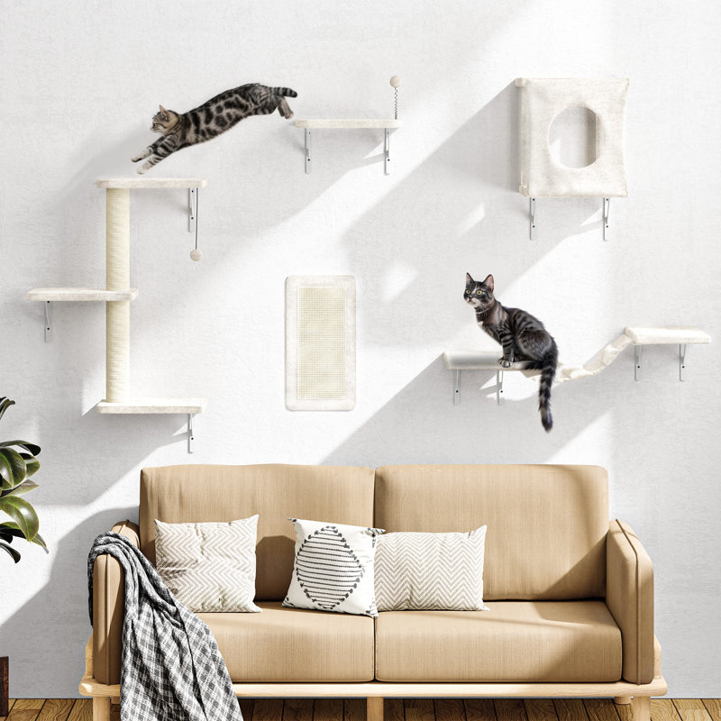 5 pièces étagères murales pour chat, condo pour chat, lit pour chat, arbre à chat, Beige
