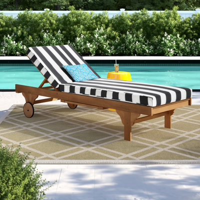 Alvah 78.75" Long Reclining Eucalyptus Single Chaise with Cushions by Sol 72 Outdoor