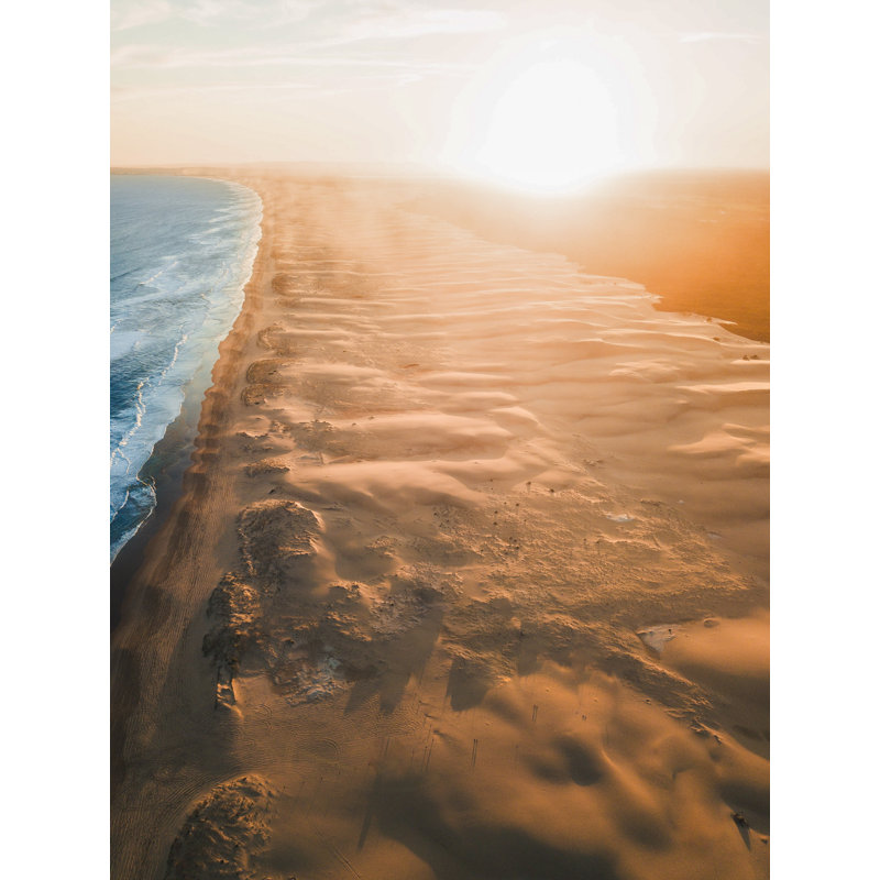 Longest Sandy Beach, brun clair, jaune, vertical, océan, vagues, H 36 po x l 24 po x P 1,5 po