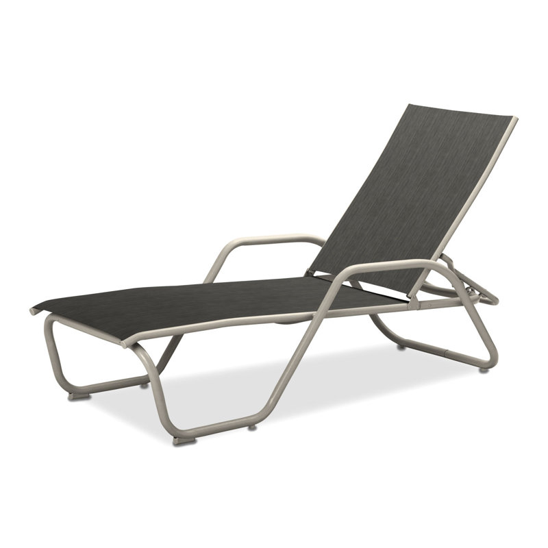 Outdoor Rust-Resistant Metal Chaise Lounge, Textured Warm Gray, James