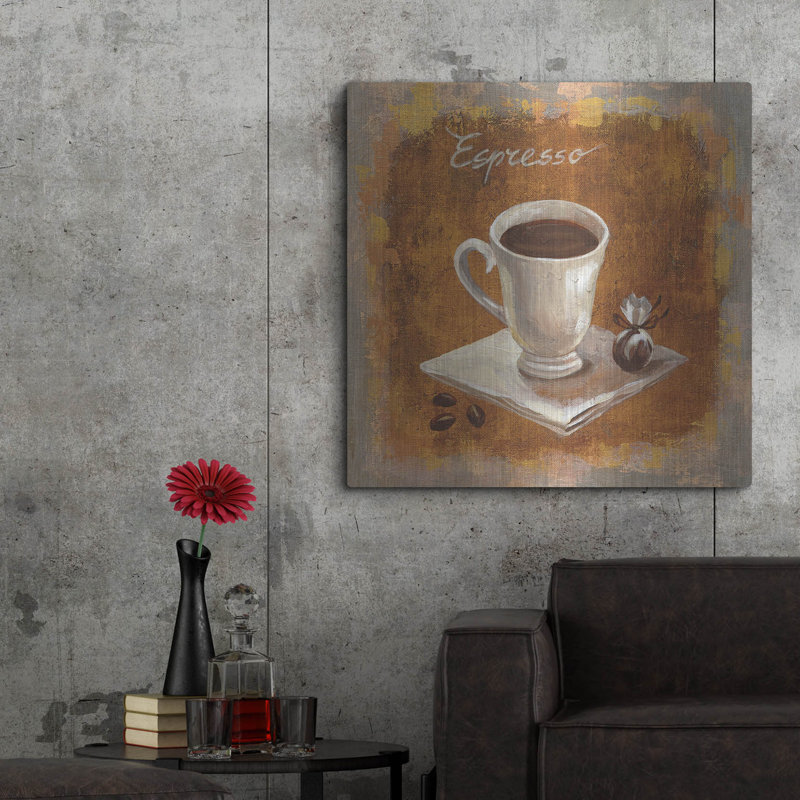 «Coffee Time IV» par Silvia Vassileva, art mural en métal, H 36 po x l 36 po
