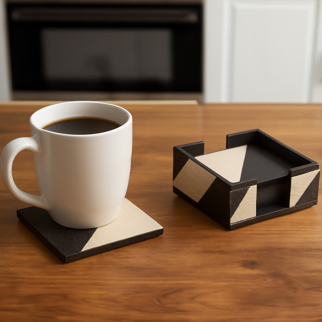 Resin Square 4 Piece Coaster Holder Set