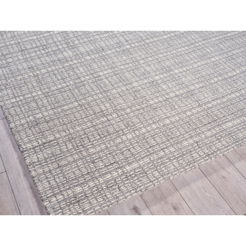 Ivory and Gray Hand-knotted Wool Rectangular Rug 9' x 12'