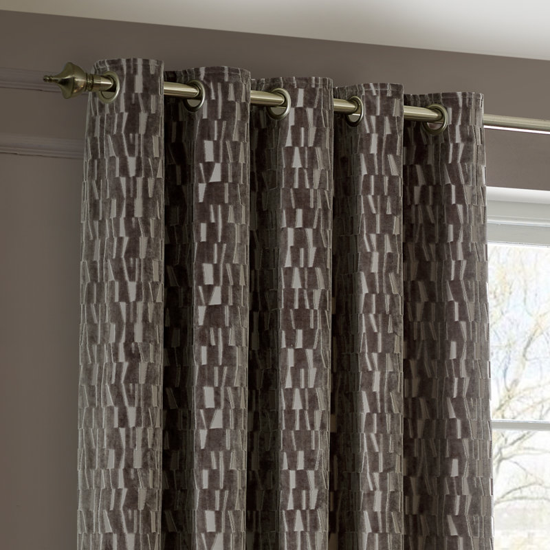 Manhattan Room Darkening Curtain Panel Pair, 168cm Width x 183cm Drop, Beige