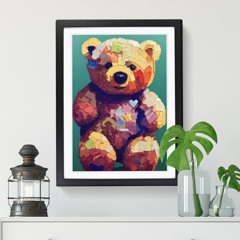 Colourful Teddy Bear Vol.2 - Picture Frame Print, 34cm H x 25cm W, Black Framed