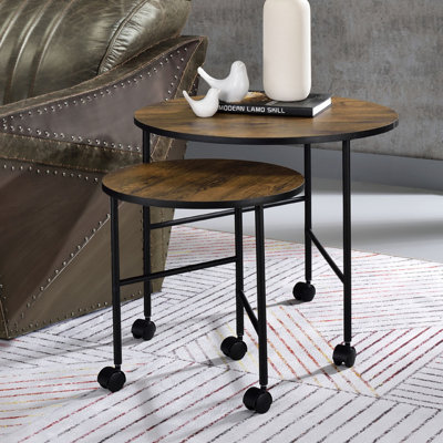 Ensemble de 2 tables gigognes avec roulettes