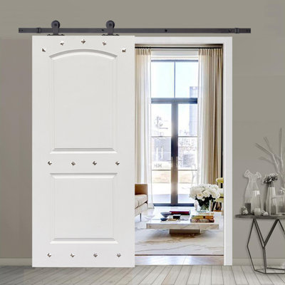 Calhome 36 in. W x 80 in. H Primed Barn Door with Barn Door Hardware
