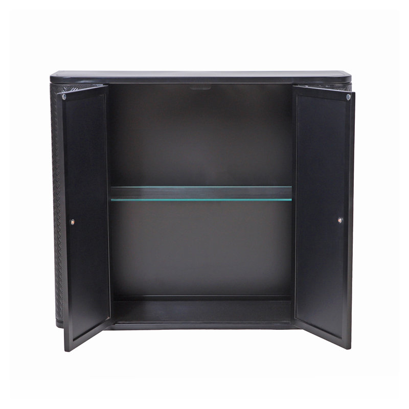 Armoire de salle de bain murale avec portes à double miroir en noir antique