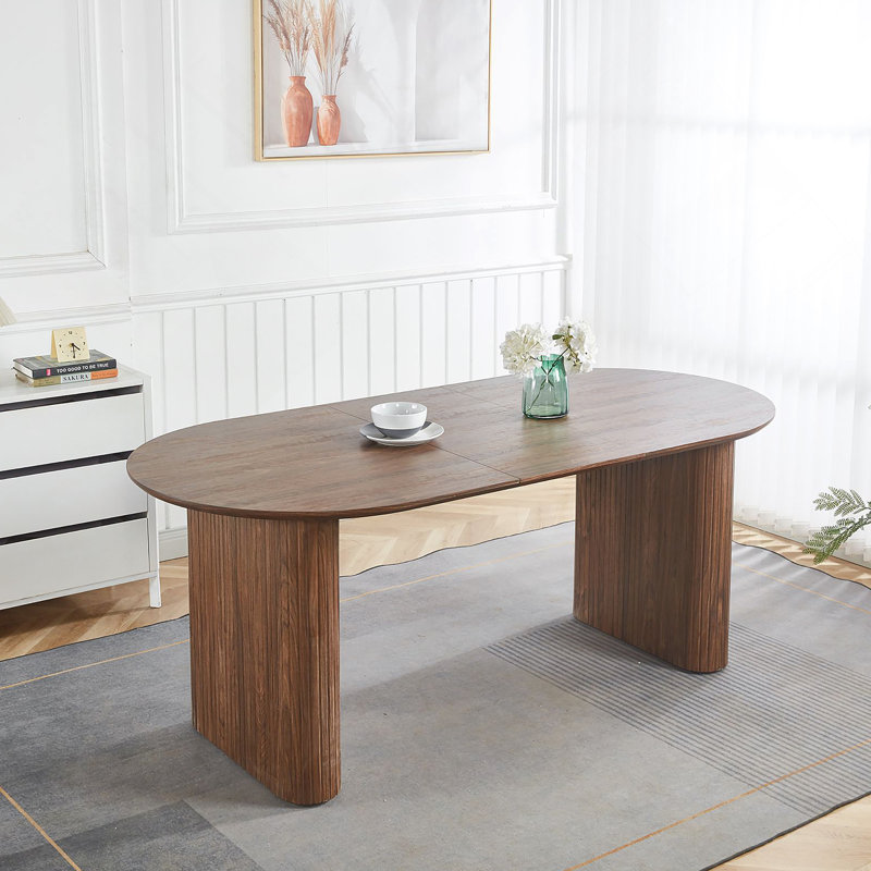 Table extensible, table de salle à manger, table de bureau, table basse, panneau de fibres à densité moyenne, Noyer
