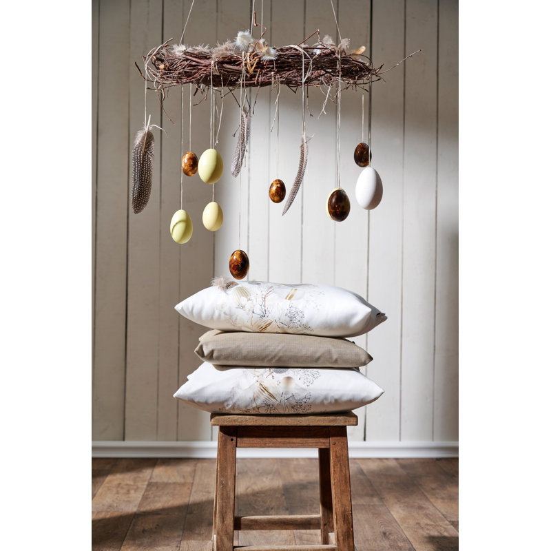 Floral Square Cushion, Natural/Brown, 45cm H x 45cm W, Polyester