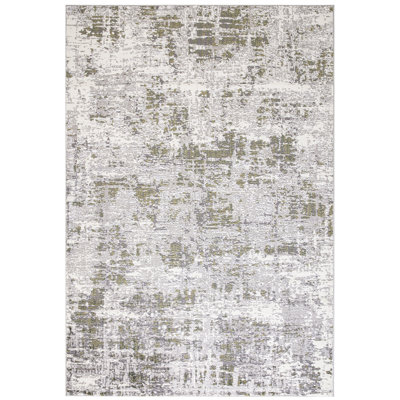 Aisha Abstract Machine Woven Green Grey Area Rug
