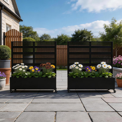 Reed Metal Planter Box With Trellis And Wheels