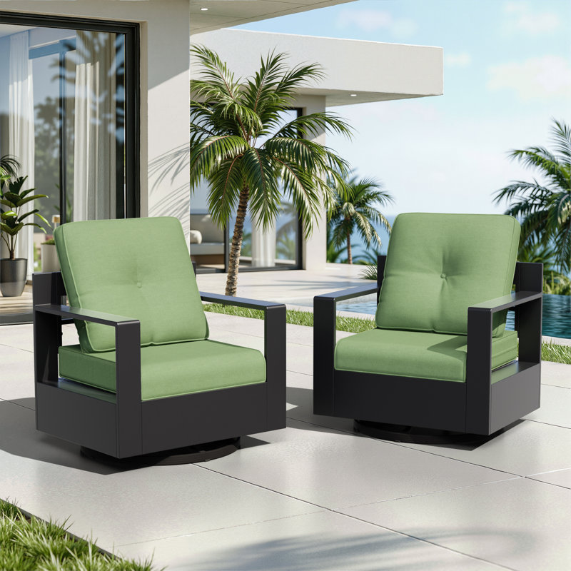 Adwin Outdoor 4" Deep Seat Cushion Set With Olefin Fabric, 10, Green