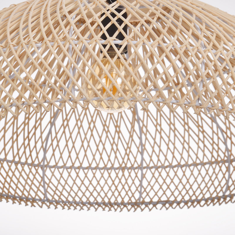 1-Light Rattan Hanging Ceiling Chandelier Fixture, 7.48" H x 15.74" W x 15.74" D