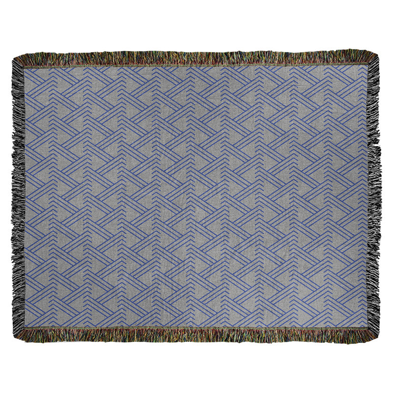 Patricia Geoffrey Hand Woven Throw Blanket, 37" W x 52" L, Grey/Blue