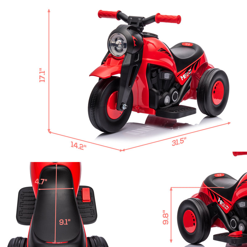 6V Red Kids Electric Ride-On Motorcycle with Bubble Function