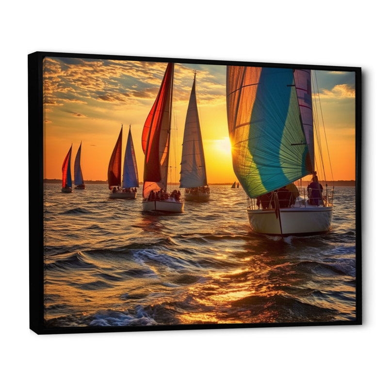 «Boating Bliss II» - art mural nautique, H 24 po x l 32 po x P 1 po, Cadre flottant noir