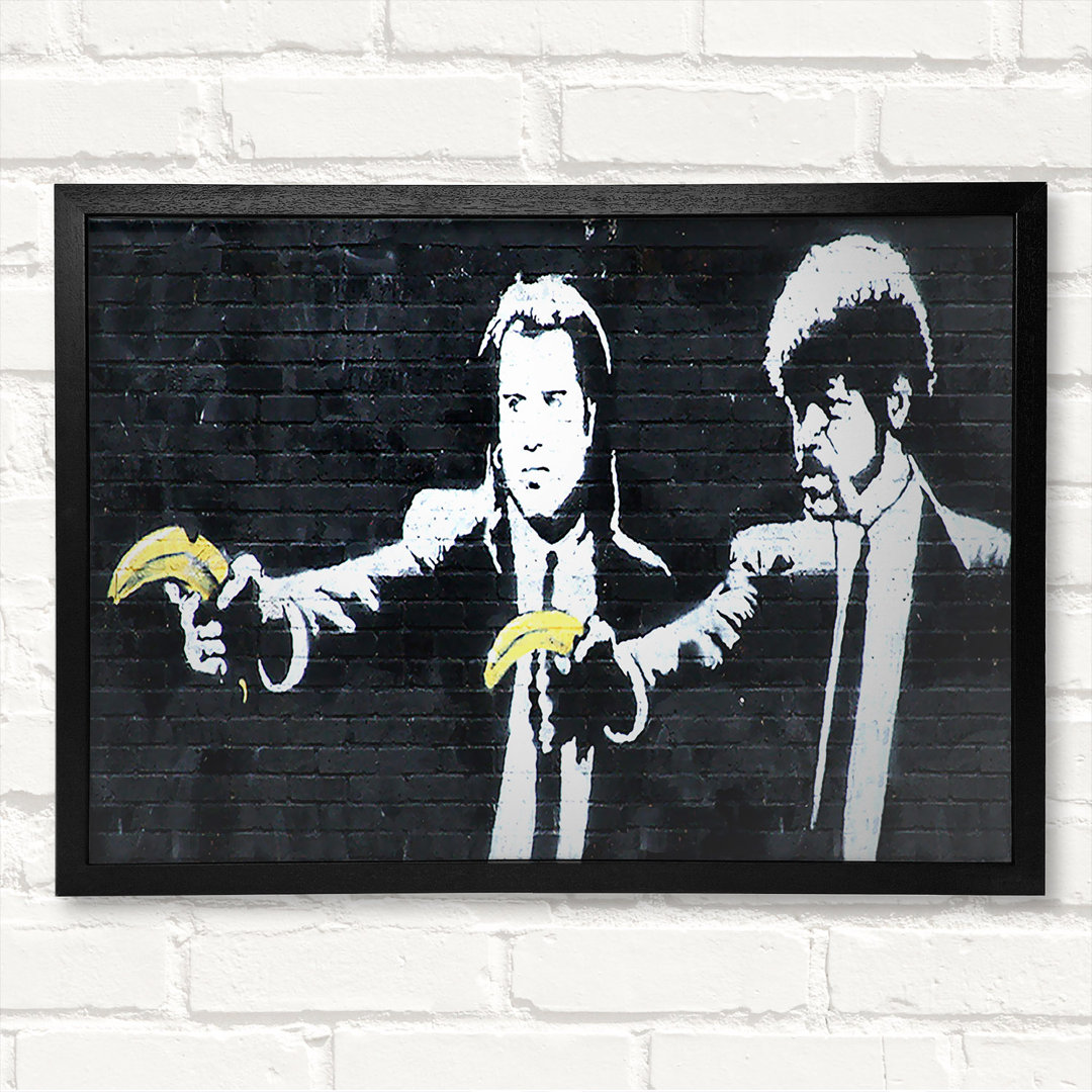 Banksy Pulp Fiction - Geschlossener Eckrahmen Kunstdrucke auf Holz