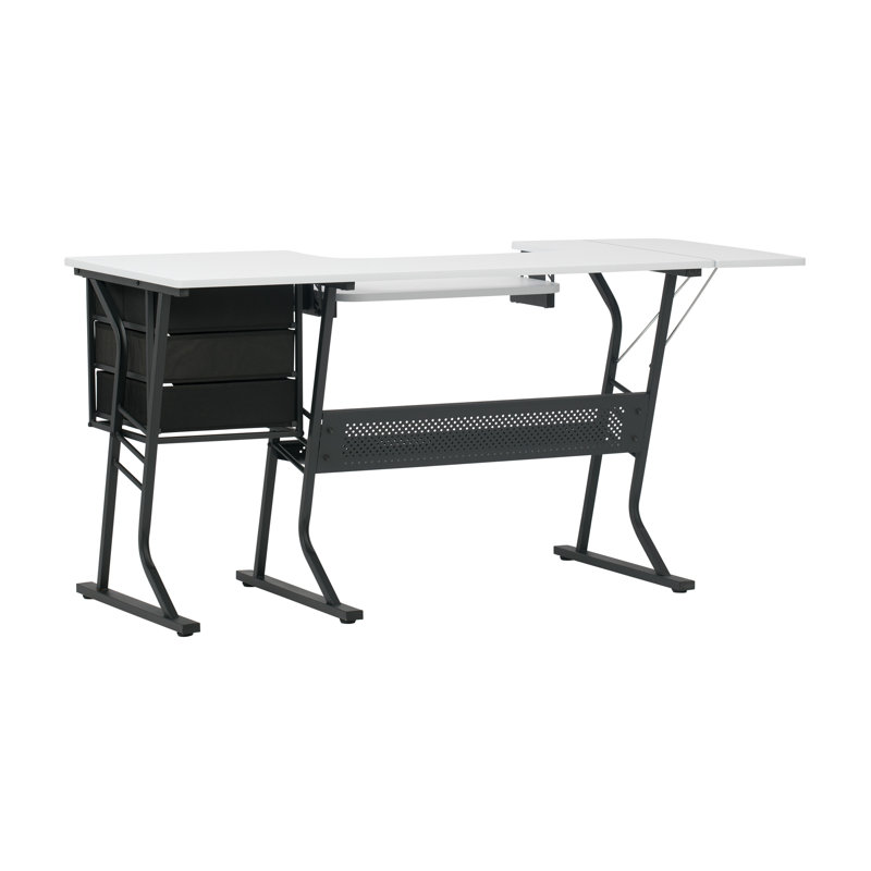 Eclipse Ultra 60.25'' Gray & White Sewing Table with Adjustable Platform