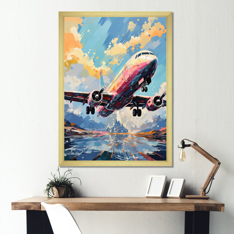 Pop Art Skyward Bound Plane, Encadrement doré, H 20 po x l 12 po x P 1 po