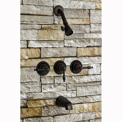 Kingston Brass Knight Triple-Handle Tub and Shower Faucet