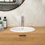 Lavabo de salle de bain semi-encastré en céramique blanc de 17 po x 15,5 po, aspect minimaliste moderne, traitement de surface Scratch, instructions d'installation rapide, fonction ergonomique, acide et teinture, nettoyage simple-1718581978