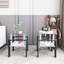 Ensemble de 2 tables à thé / café / bout carrées modernes en verre trempé pour le salon, transparent / noir | Idée de cadeau-1379601151-1379601146