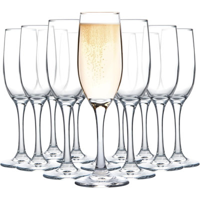 Champagne Glasses, Set Of 12 Champagne Flutes With Classic Shape, Long Stem Sparkling Wine Glasses For Wedding, Restaurant, Bar, Wine Toasting, Clear