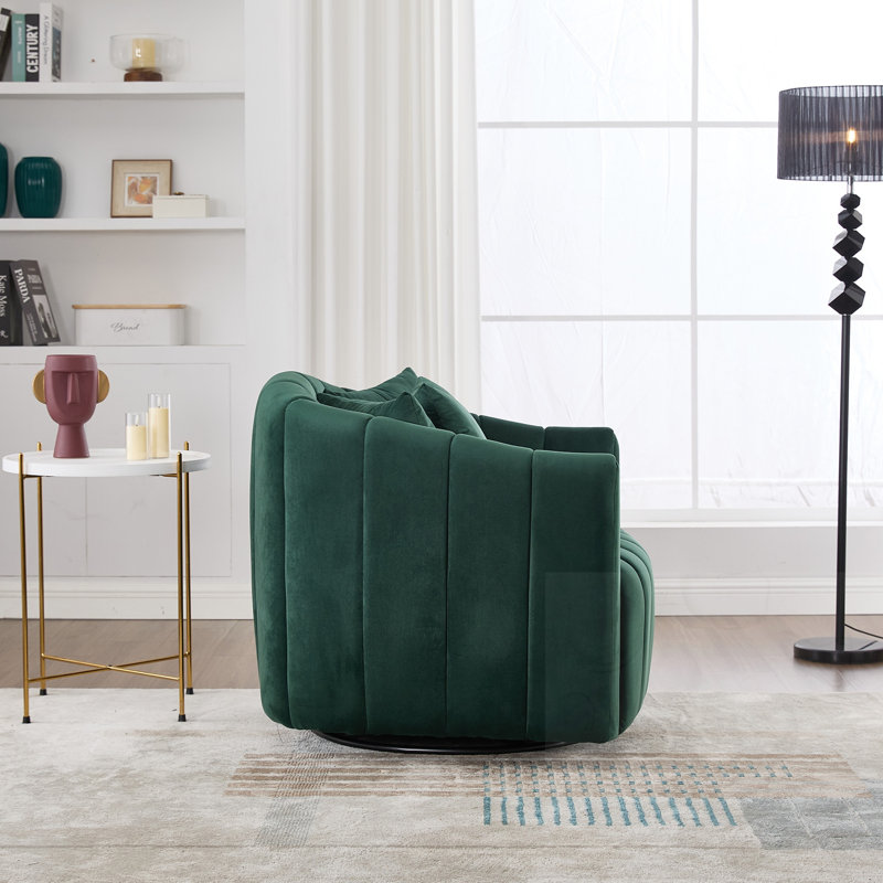 Chaise d'appoint rembourrée pivotante en forme de citrouille avec coussins, Green