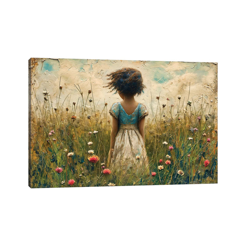 Jeune fille en robe bleue - impression d'art mural