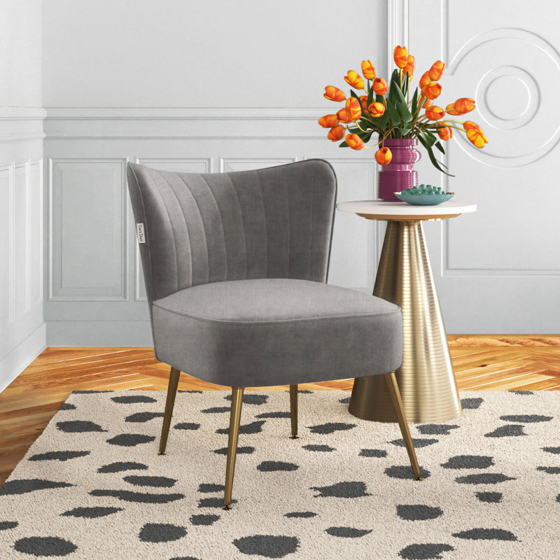 Dominique Velvet Wingback Chair, Grey