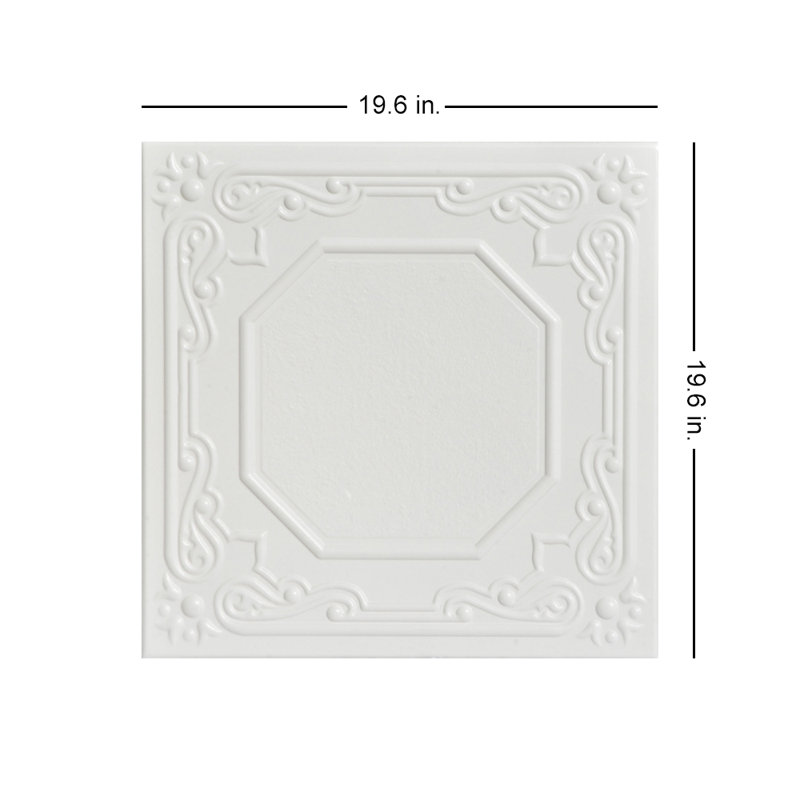 Tuile de plafond en polystyrène collé 1,6 pi x 1,6 pi Topkapi Palace, Blanc colombe