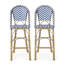 29.5" Outdoor Pe Rattan French Barstool, Aluminum Frame With Bamboo Finish (Set Of 2)-933698148