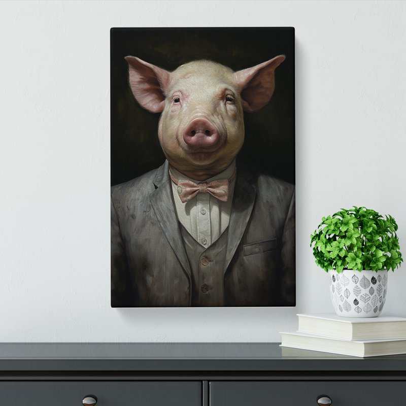 Pig Contemporary Art - Wrapped Canvas, 50cm H x 35cm W x 3cm D