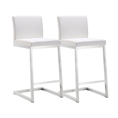 Upholstered Counter Stool with Metal Frame