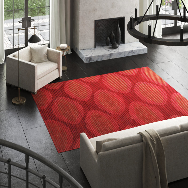 Kiwi Wool Geometric Area Rug in Pink/Red/Taupe, Rectangle 10' x 14'