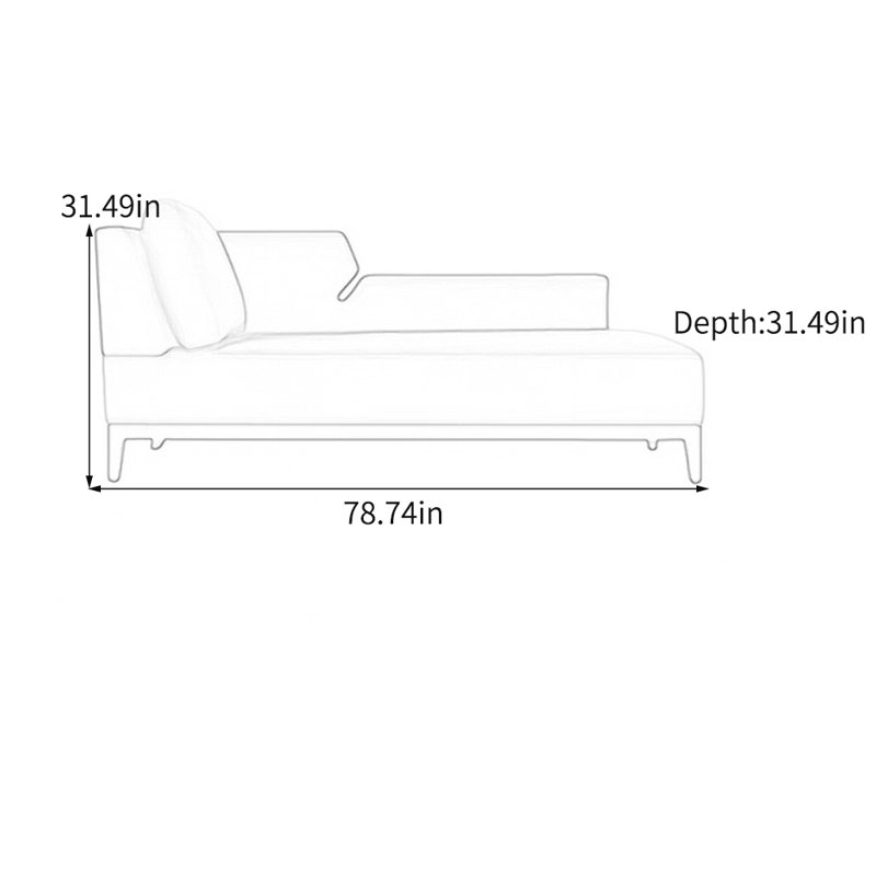 Chaise longue en flanelle confortable, Orienté à gauche (vu de face)