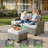 Wahkon 11 - Person Outdoor Conversation Set,  Wicker Patio Seating Group with Cushions, All Weather Sectional Sofa Set with Fire Pit for Garden, Backyard-1430863695